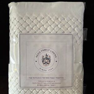Reed Family Linens Trellis 100% REAL Egyptian Cotton 400TC King Sheet Set, White